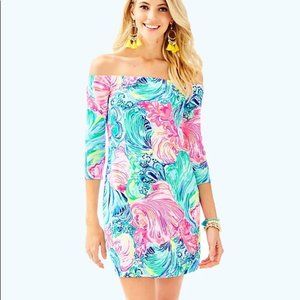NWT Lilly Pulitzer Laurana Off the Shoulder Dress - Beach Please print - Small